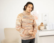 Pull doux en laine Mérinos – Chandail chiné tricoté main pour homme T1331