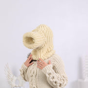 Mohair-Woll-Sturmhaube – Handgestrickte Chunky Skihaube T1650