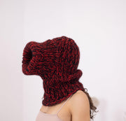 Mohair-Woll-Sturmhaube – Handgestrickte klobige Skimütze T1557