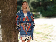 Woll-Cardigan – Handgestrickt 100 % Wolle Modedesign T1091