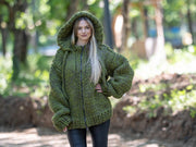 Green Melange 14-Strand Alpaca Merino Cardigan T1211
