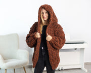 Extragroßer Cardigan – handgestrickter 18-Faden-Alpaka-Merino-Wollmix T1539