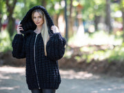 Gilet en tricot épais mélangé – Veste tricotée main en alpaga, mérinos et laine d'agneau T1208