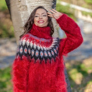 Mohairpullover – Handgestrickter isländischer Lopi-Wollpullover T386
