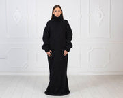 Black 3-Strand Soft Wool Turtleneck Maxi Dress T976