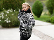 Norwegischer Wollpullover, handgestrickter Islandpullover, klobiger nordischer Wollpullover T1123