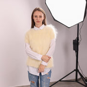 Un disponible en taille M, pull duveteux en mohair, pull tricoté main à manches courtes T2042