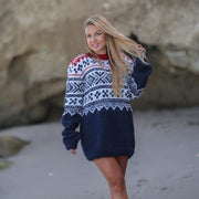 Norwegischer Marius-Pullover, handgestrickter Pullover aus Wolle mit nordischem Muster T1915