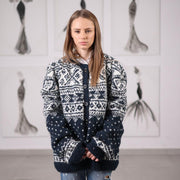 One available in size 3XL, Multicolour Alpaca Merino Lambswool Norwegian Cardigan T2069
