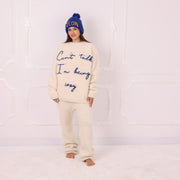 Only one available in size 3XL, Cream Alpaca Embroidered Sweater T2297R
