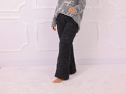 Dark Gray Kid Mohair Chunky Hand Knit Pants T2336