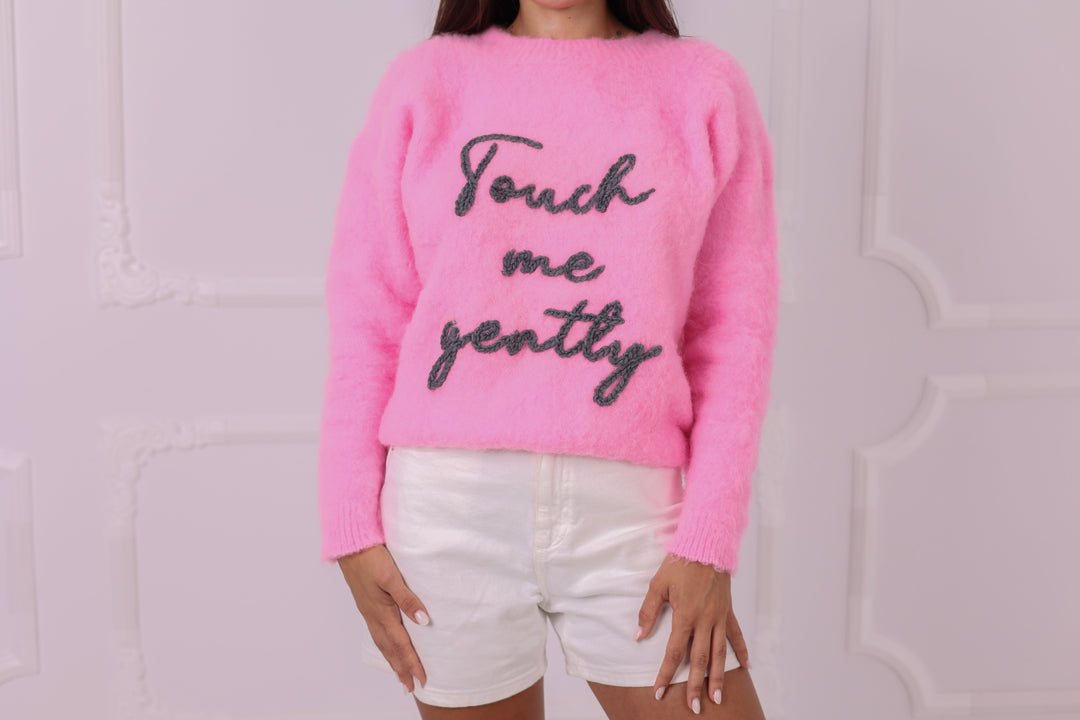 Personalized Pink Baby Alpaca Sweater, Custom Text Identity Pullover T2323