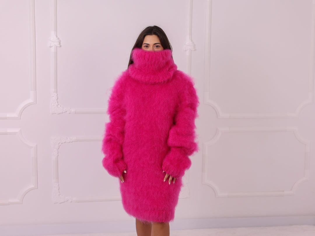Pink French Kid Mohair Sweater Dress T2322