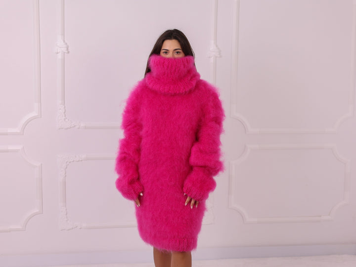 Pink French Kid Mohair Sweater Dress T2322