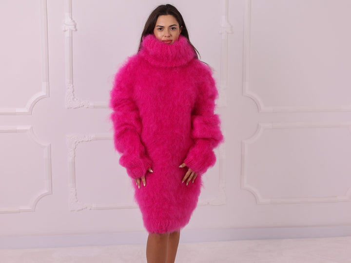Pink French Kid Mohair Sweater Dress T2322