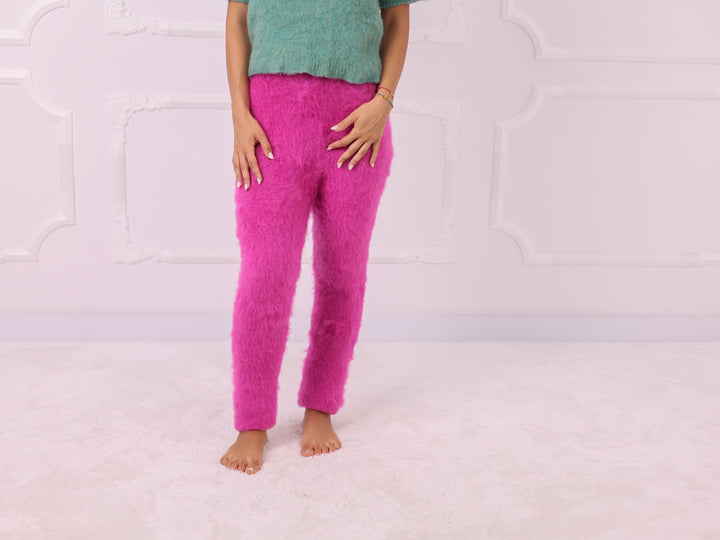 Pink Kid Mohair Knit Pants T2321