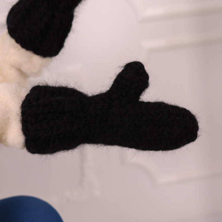 20 Strand Mohair Mittens, Chunky Hand Knit Gloves, Black Winter Mitts T2178