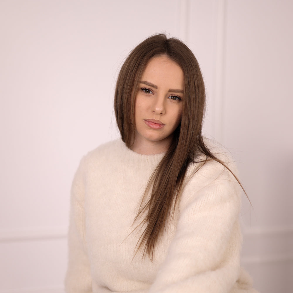 Soft Alpaca Sweater, Hairy Crewneck Knit, Cream Fluffy Winter Pullover T2188