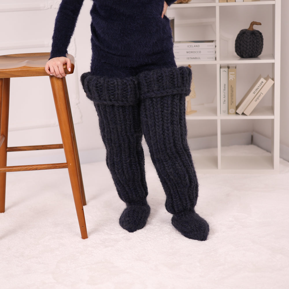 Long Chunky Knit Boot Socks, Over Knee Mohair and Wool Leg Warmers   T2180