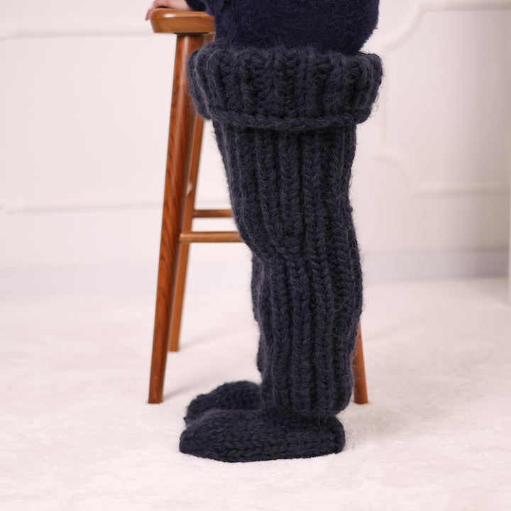 Long Chunky Knit Boot Socks, Over Knee Mohair and Wool Leg Warmers   T2180