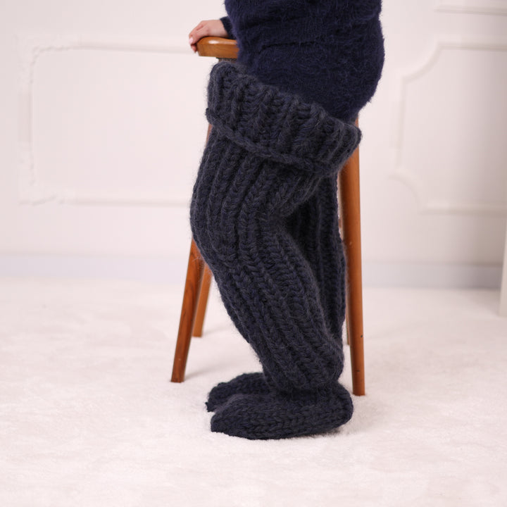 Long Chunky Knit Boot Socks, Over Knee Mohair and Wool Leg Warmers   T2180