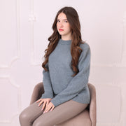 Baby Suri Alpaka Pullover, weicher flauschiger Strickpullover, leichter Rundhals-Pullover T2196