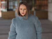 Alpaka-Suri-Pullover, extra grober Strick, handgestrickter Rundhalsausschnitt, dicke Textur, lässige Passform T2217