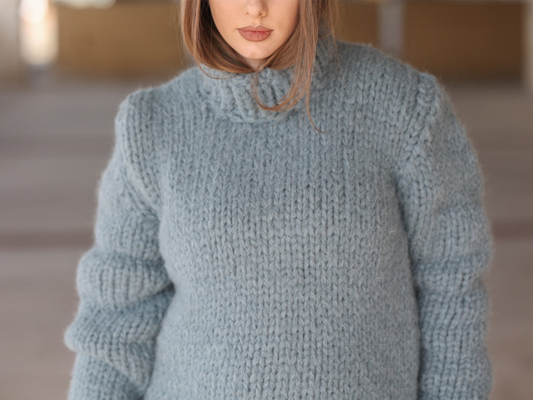 Suri Alpaca Sweater, Extra Chunky Knit, Hand Knitted Crewneck, Thick Texture Relaxed Fit  T2217