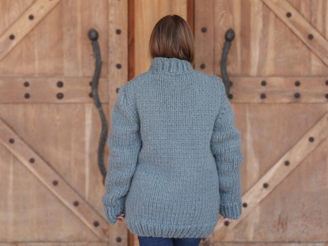 Suri Alpaca Sweater, Extra Chunky Knit, Hand Knitted Crewneck, Thick Texture Relaxed Fit  T2217