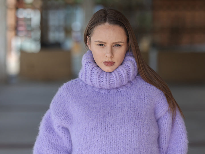 One available in size 6XL, Suri Alpaca Sweater, Chunky Knit, Hand Knitted Crewneck  T2219