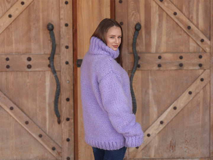 One available in size 6XL, Suri Alpaca Sweater, Chunky Knit, Hand Knitted Crewneck  T2219