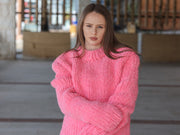 Einer in Größe 4XL, Alpaka-Wollpullover mit Rundhalsausschnitt, handgestrickter Bouclé-Strick T2212