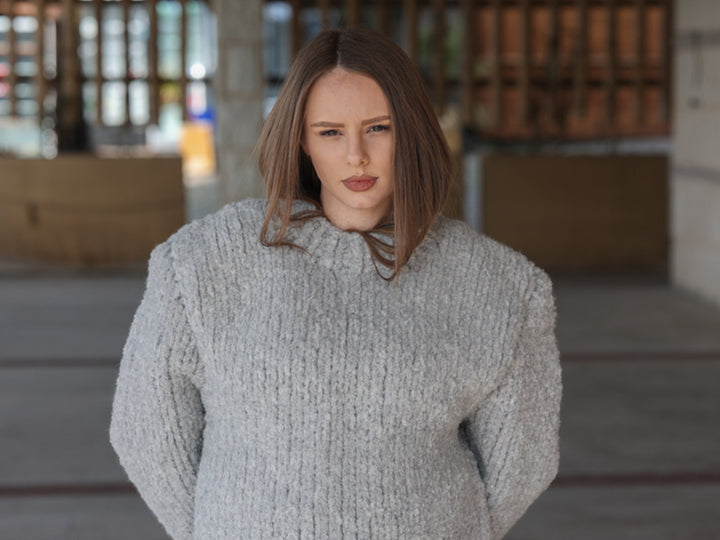 One available in size 4XL, Alpaca Wool Crewneck Sweater, Hand Knit Boucle Knit T2211