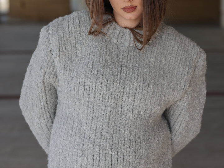 One available in size 4XL, Alpaca Wool Crewneck Sweater, Hand Knit Boucle Knit T2211