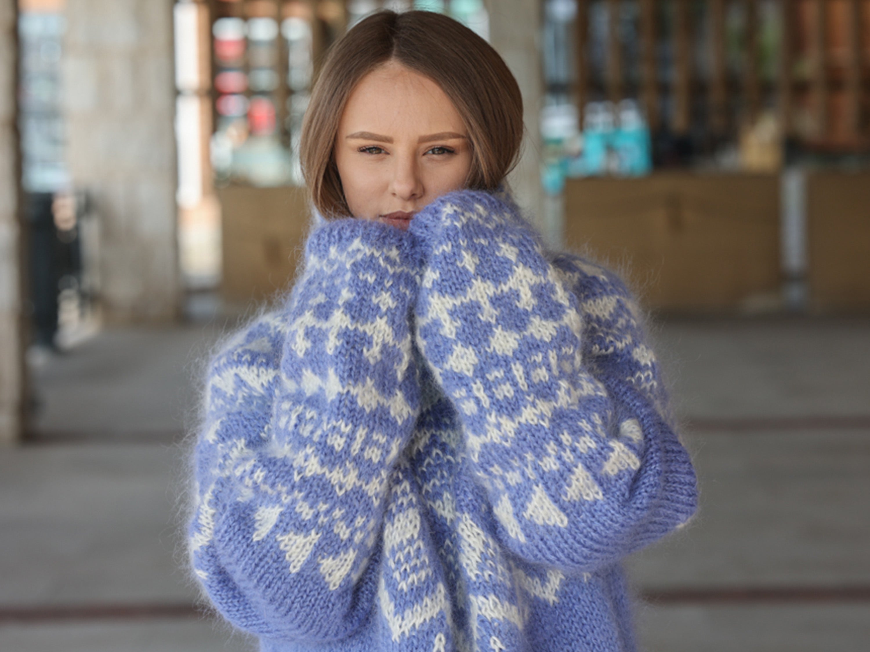 Tiffy Mohair Blue Icelandic Mohair Turtleneck T2224
