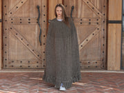 Wollponcho, Cape im englischen Rippenmuster, Fransensaum Wickel T2205