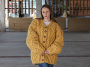 Einer verfügbar in Größe 6XL, Alpaka-Strickjacke, handgestrickter Zopfmusterpullover, klobig, 18-fädig T2209