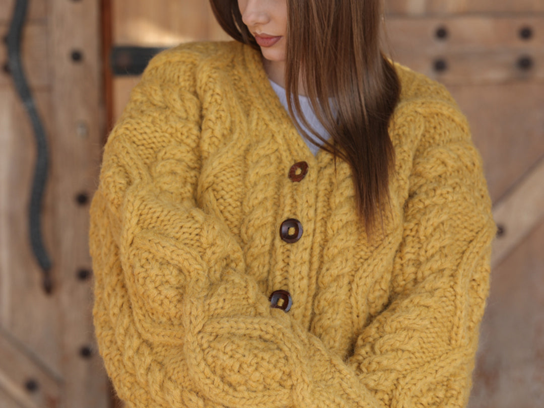 One available in size 6XL, Alpaca Cardigan, Hand Knit Cable Sweater,  Chunky 18 Strand T2209