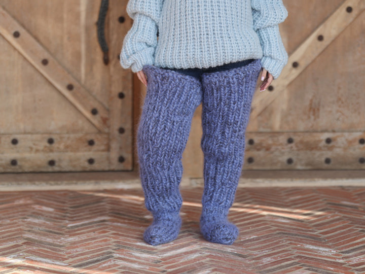 Long Chunky Knit Socks, Over Knee Mohair Wool Leg Warmers   T2204