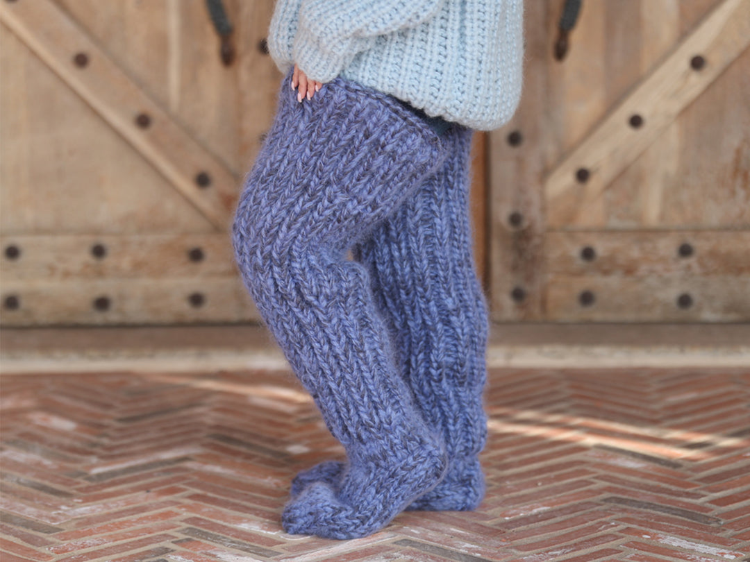 Long Chunky Knit Socks, Over Knee Mohair Wool Leg Warmers   T2204