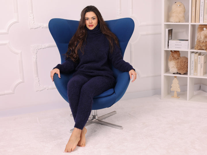 Fluffy Alpaca Sweater, Hand Knitted Fuzzy Oversized Knit Pullover T2244