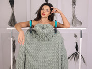 Oversize Grobstrick-Wollpullover, extra dick, handgestrickt, Rollkragen T2250