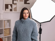 Light Blue 27-Strand Brushed Baby Suri Alpaca Mock Neck T2265