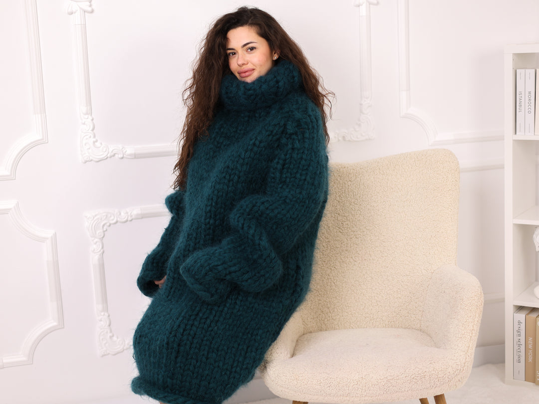 Tiffy Mohair Green 25-Strand Mohair Sweater Dress T2277