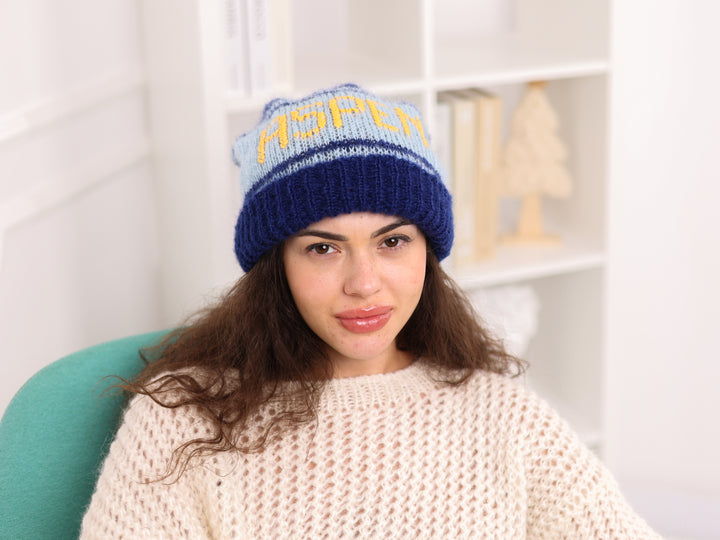 Personalized French Kid Mohair Hat with Pom Pom, Custom Name Beanie H12