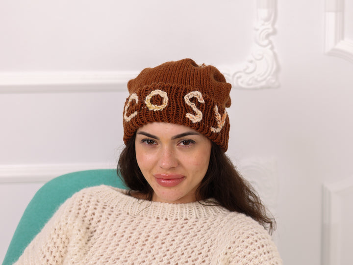 Personalized Soft Wool Beanie with Pom Pom, Custom Word Winter Knit Hat H11