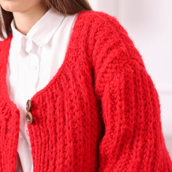 Ready-to-ship red cardigan size 9XL