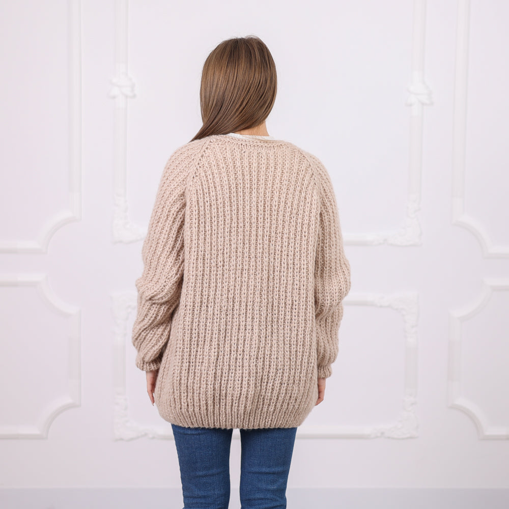 One available in size 2XL, English Rib Alpaca Cardigan with Buttons, Lightweight  Coat T2080