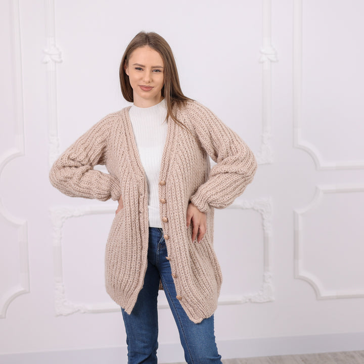 One available in size 2XL, English Rib Alpaca Cardigan with Buttons, Lightweight  Coat T2080