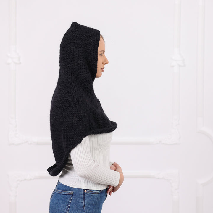 Soft Wool Balaclava with Chunky Knit Hood and Extended Shoulder Cape Coverage Т2086